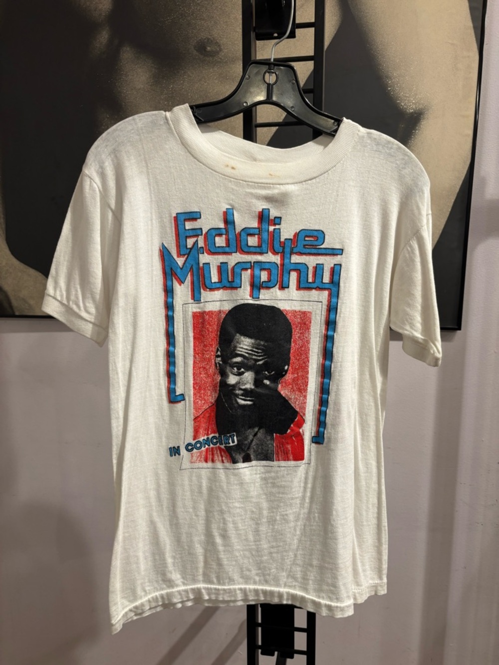 Vintage Eddie Murphy in Concert White Graphic Concert T-Shirt size Small